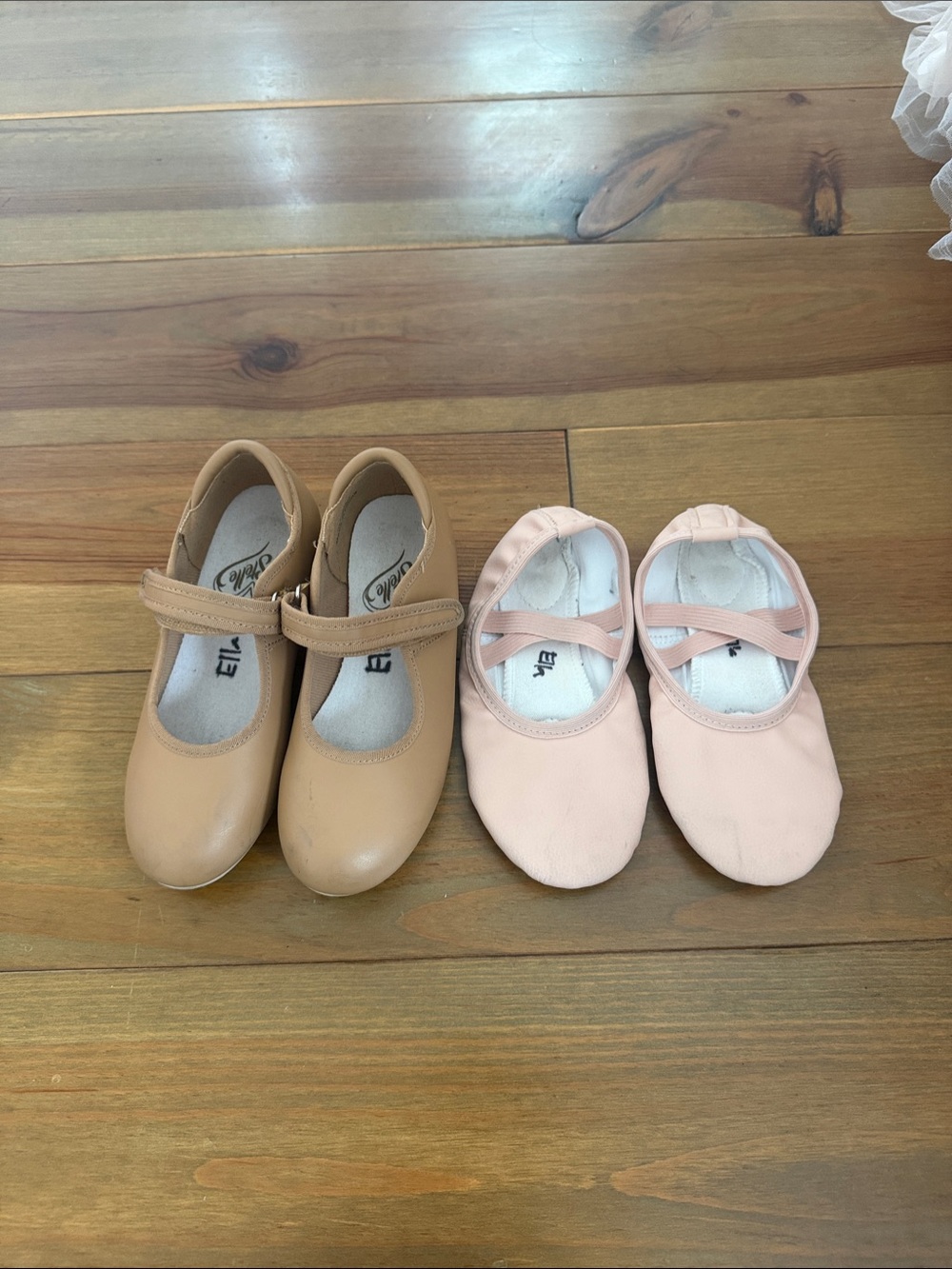 Stele Kids Dance Shoes Set in Tan tap and Light Pink ballet size 13